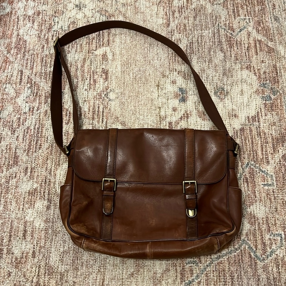 Fossil Brown Leather Messenger Bag
